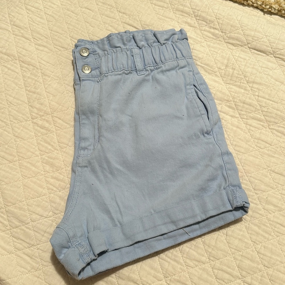 Blue Paper bag shorts